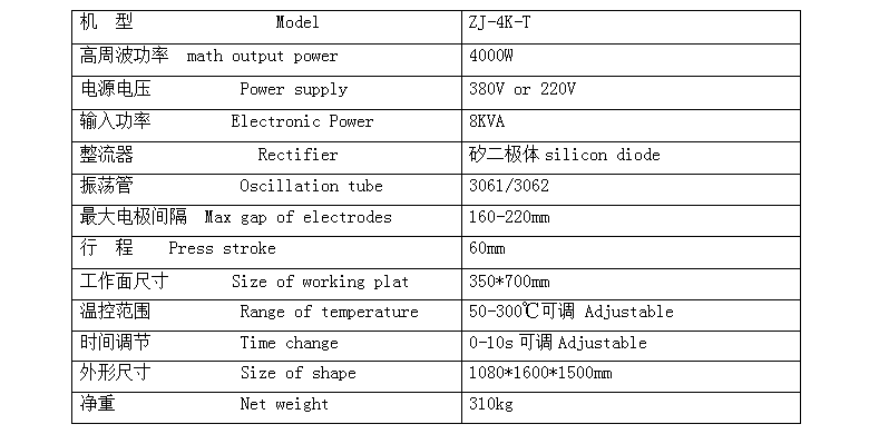 小型高周波機(jī)參數(shù) 小型高周波機(jī)參數(shù)